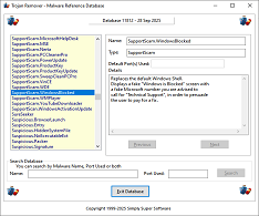 Trojan Remover Database Screenshot